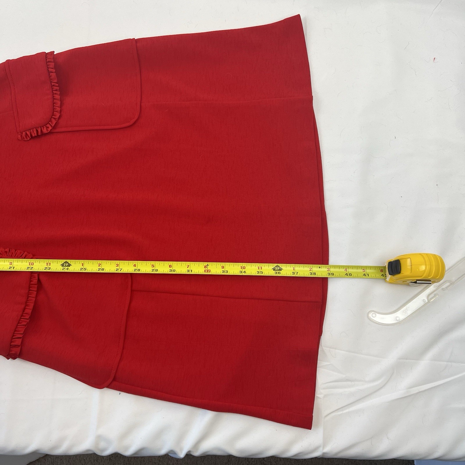 Nanette Lepore Red Dress Sleeveless Ruffle Peter Pan Collar Knit Size 8 POCKETS!