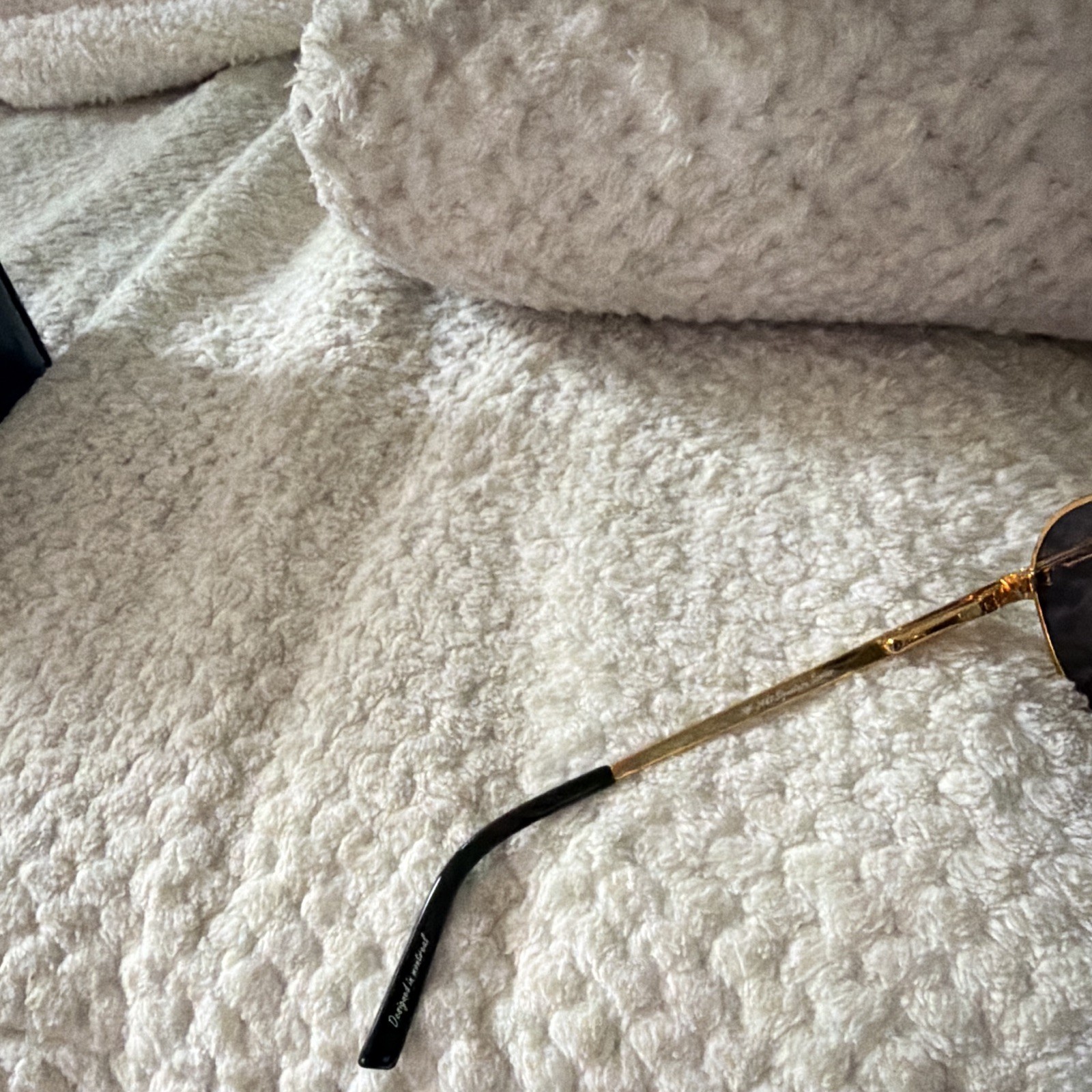 Vintage Frames Company Gold Metal Oval Sunglasses Black Tinted Lenses