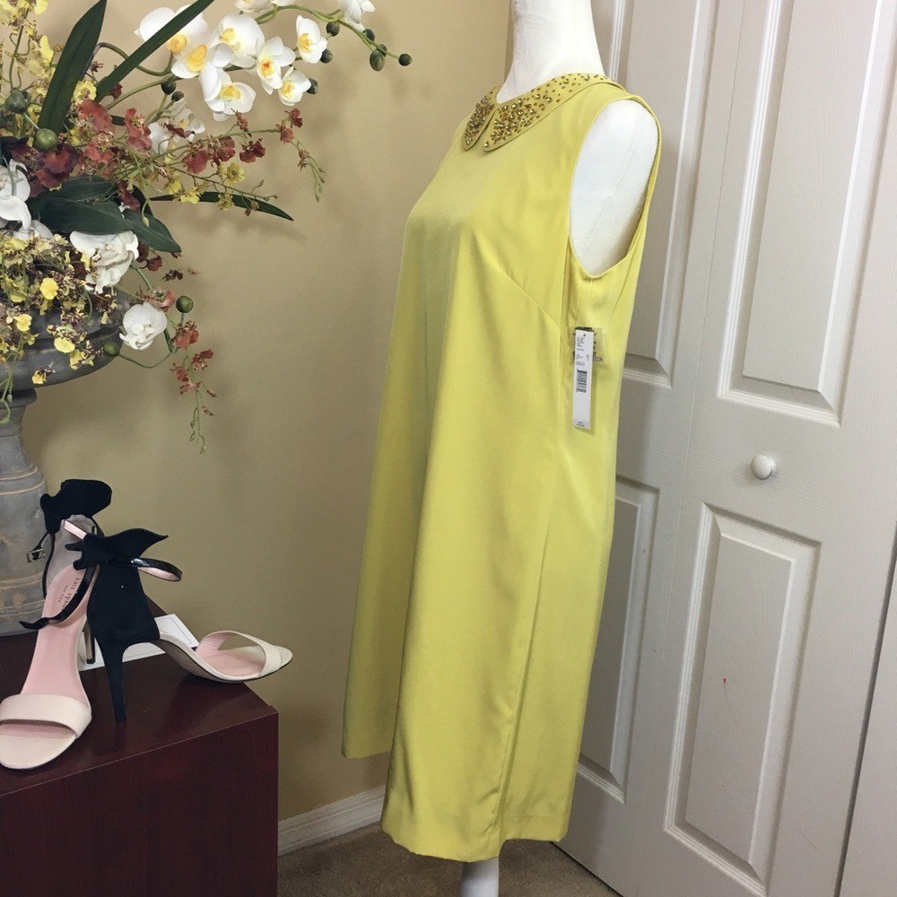 Alex Marie Peter Pan Jewel Collar Sleeveless Shift Dress Saffron Size 10…