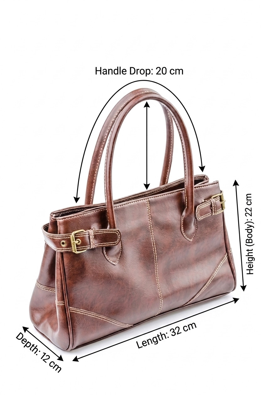 Women’s Brown Leather Handbag Classic Shoulder Tote Bag Elegant Satchel