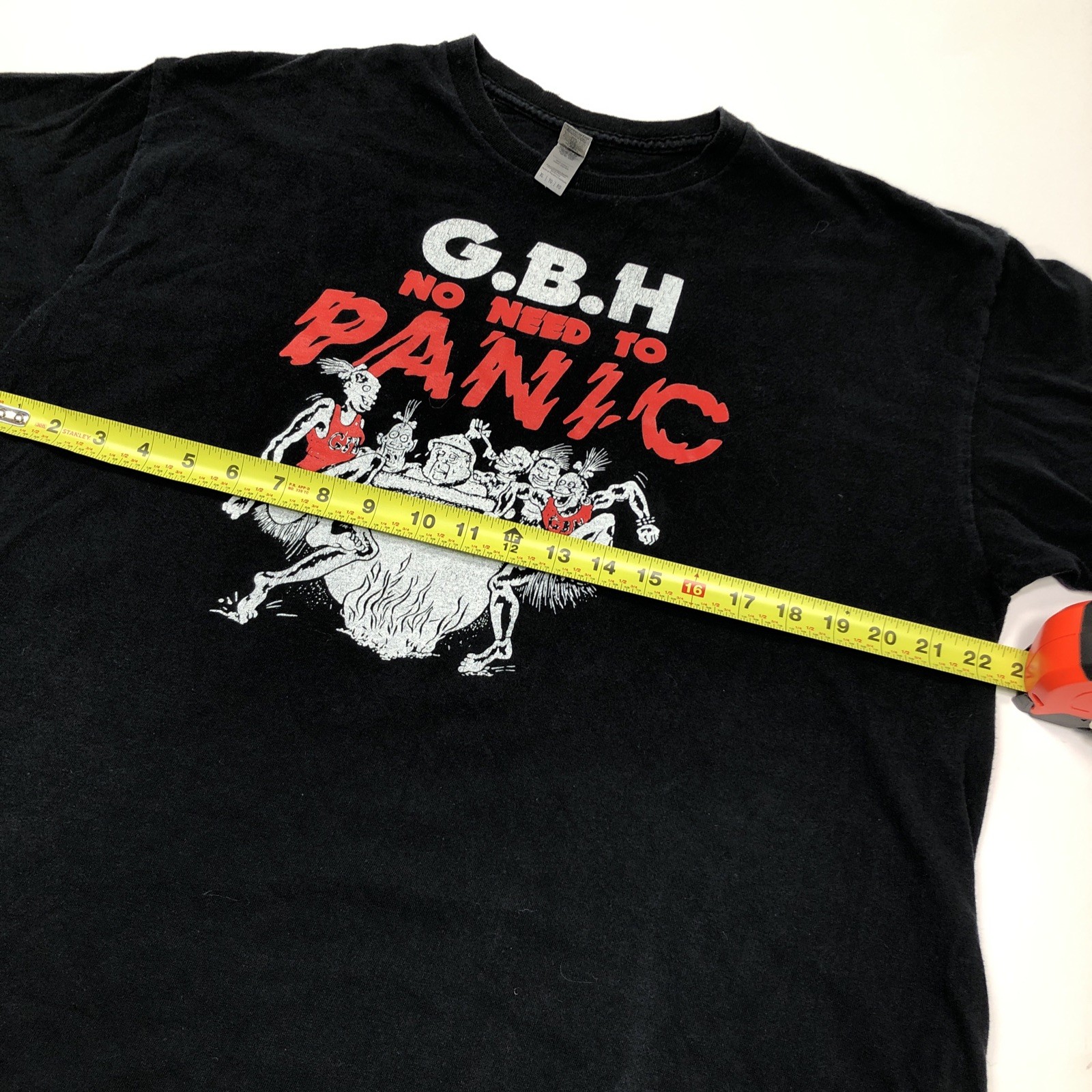 GBH No Need To Panic Album Logo size XL Black T Shirt UK Hardcore Punk Band Tee