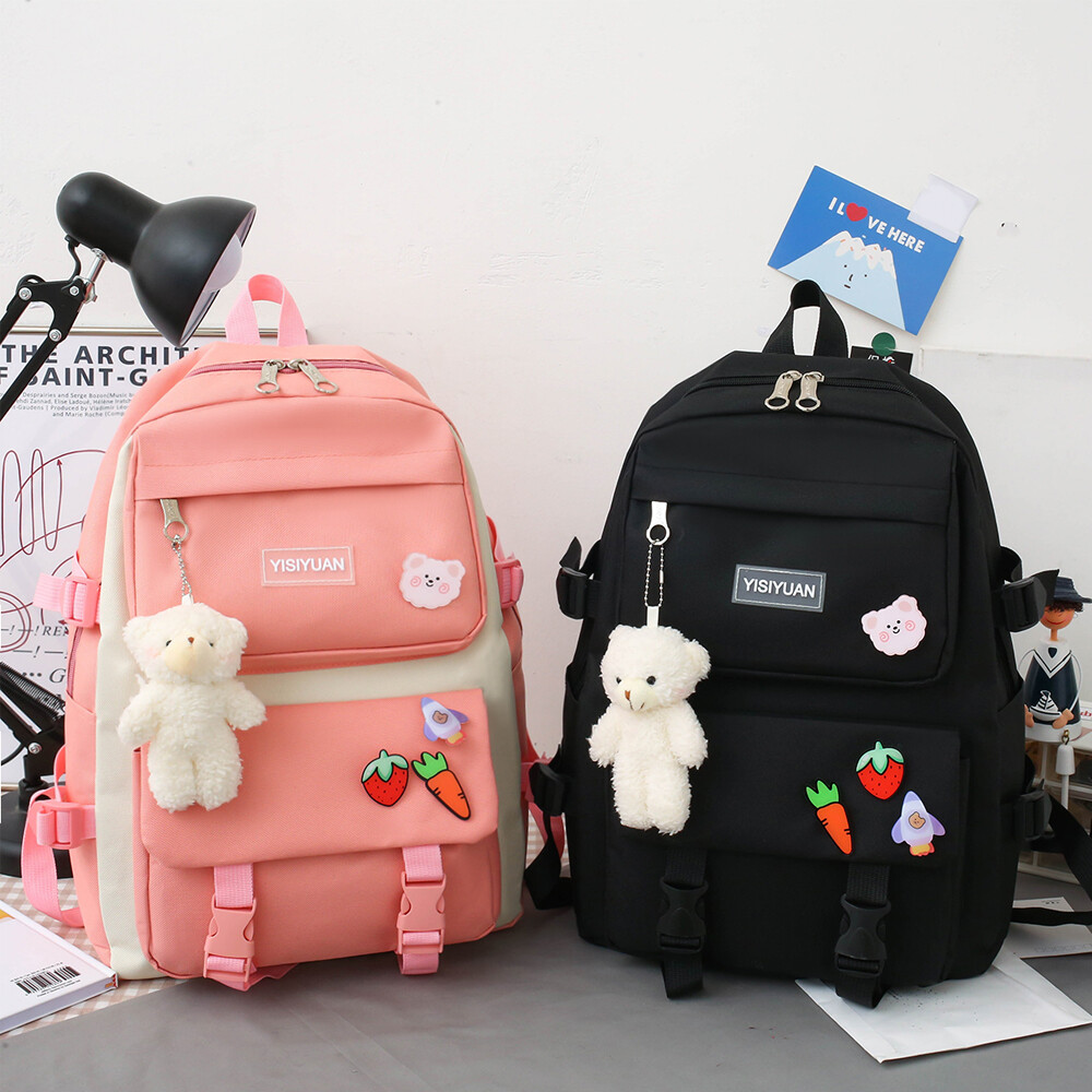 5pcs Backpack Set for School Teens Girls Daypack Cute Trendy Large Shoulder Bag