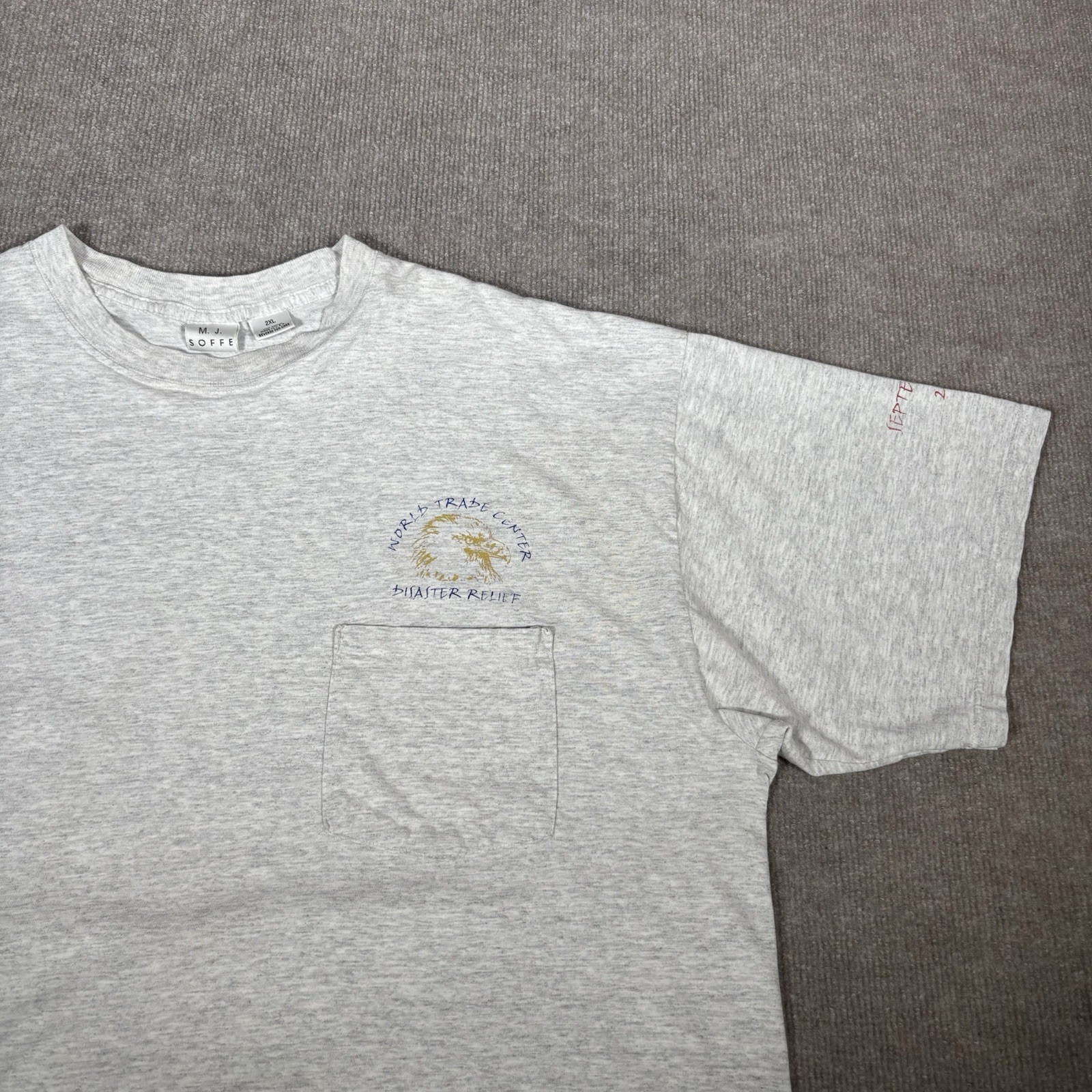 Vintage World Trade Center Disaster Relief T Shirt Mens 2XL Gray 911 Made In USA