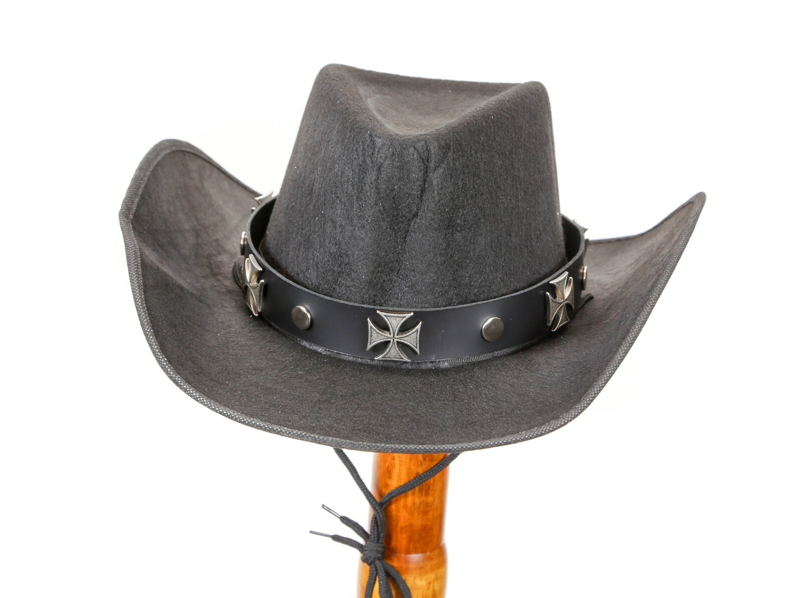 Iron Cross Rivet Hat Band for Cowboy Hats Steampunk Leather Thrash Metal Rock