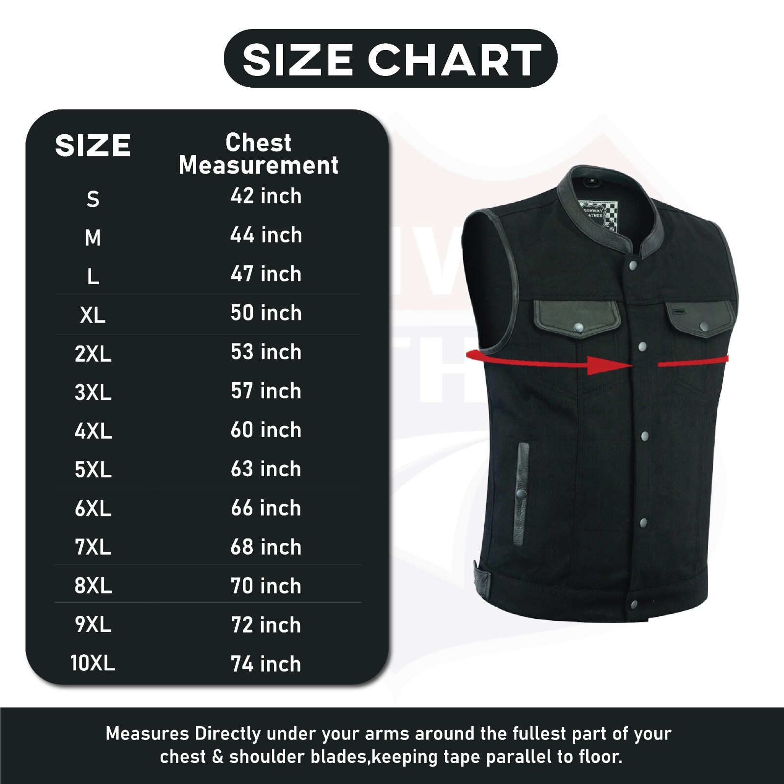 Biker Denim Club Style Anarchy Vest with Conceal Carry Gun Pocket SKU HL21689
