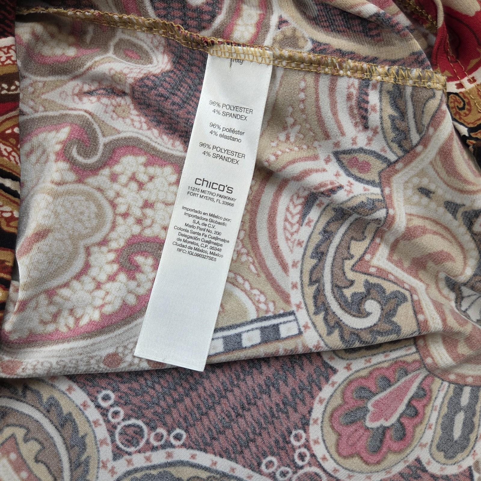 Boho Chico’s Medallion Paisley Top Keyhole Back Detail & Bell Sleeves
