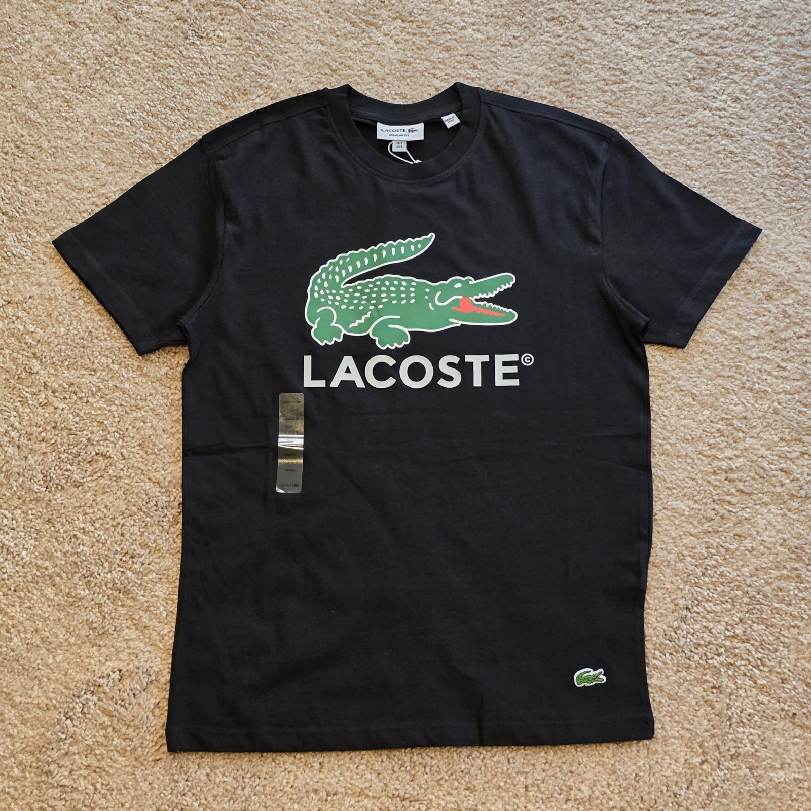 Lacoste Men’s Signature Print Cotton Jersey T-Shirt Black TH1285-51-031