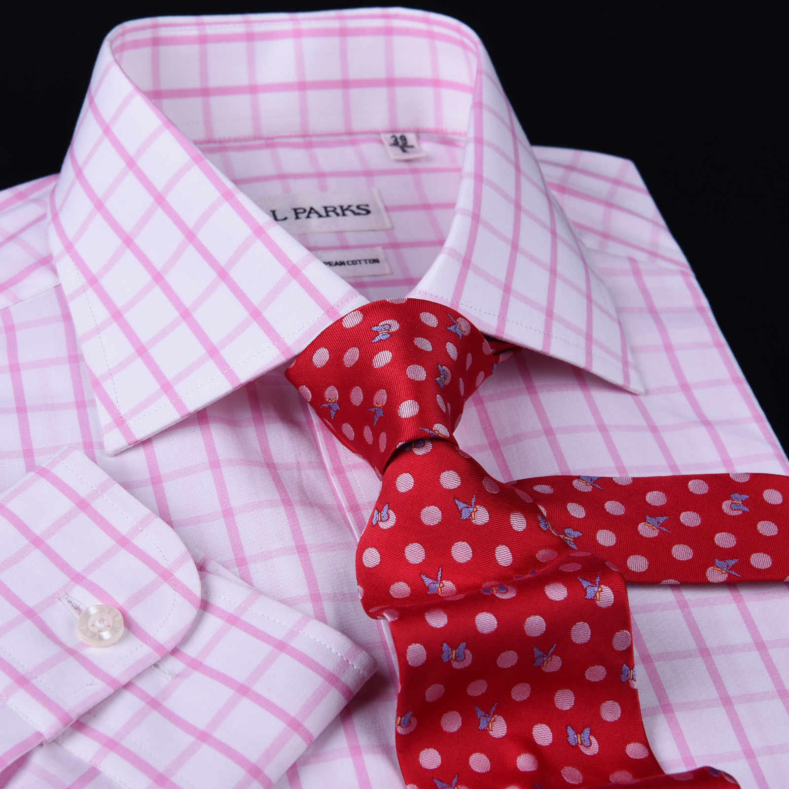 Mens Pink Plaids & Checks Formal Business Dress Shirt Lightweight Easy Iron Top