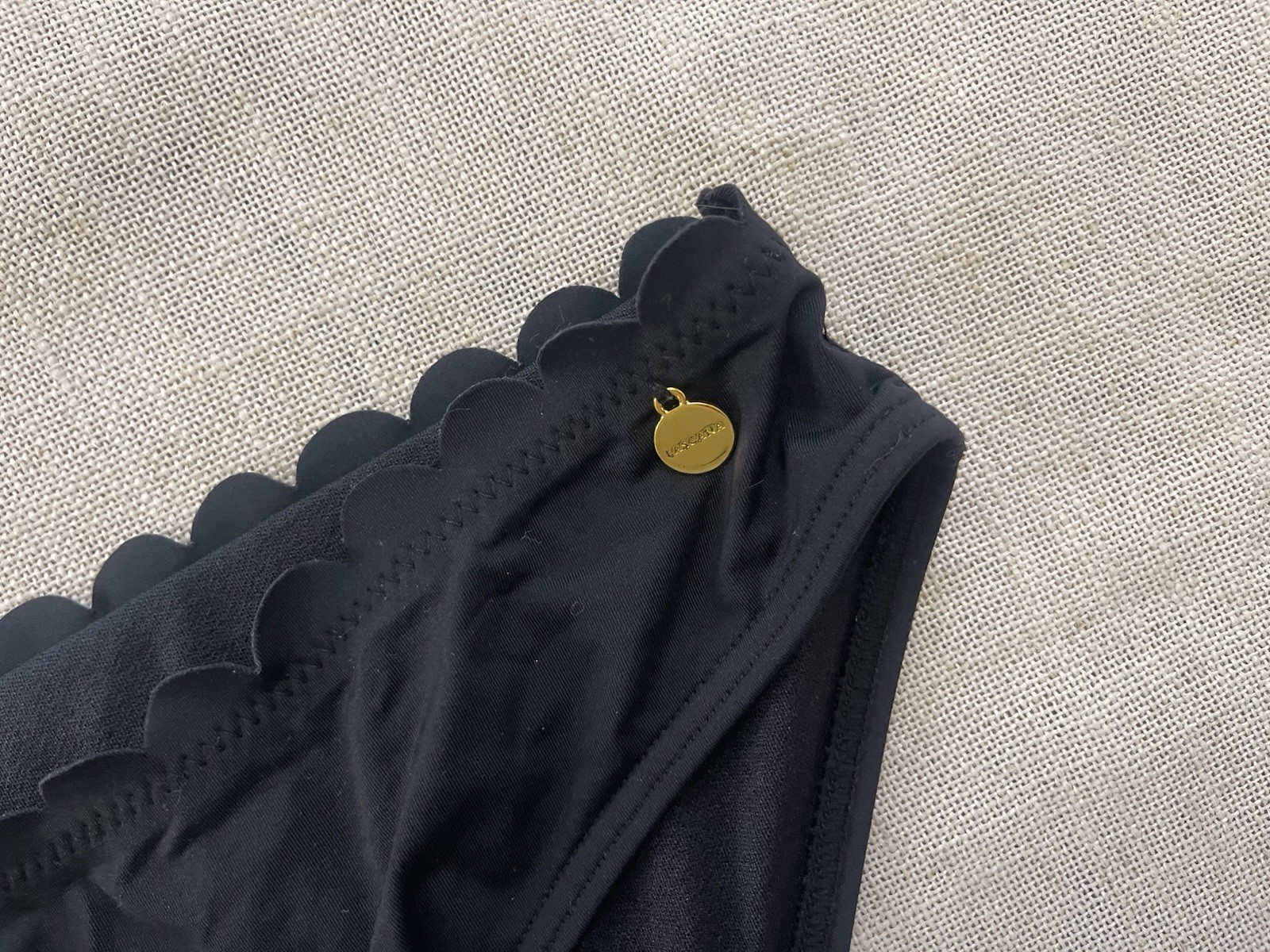 Lascana Black Moderate Coverage Scalloped Edge Swimsuit Bikini Bottoms XL Unworn