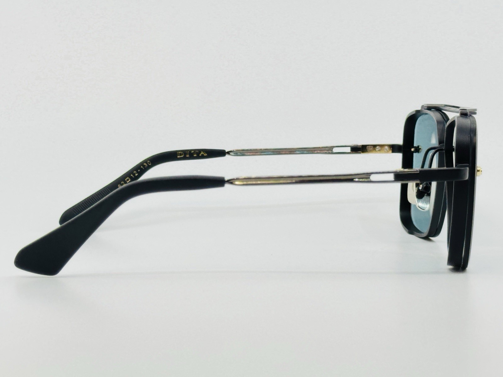 Dita Mach Six DTS121-62 Titanium Black Metal Frame Green Blue Lens Sunglasses