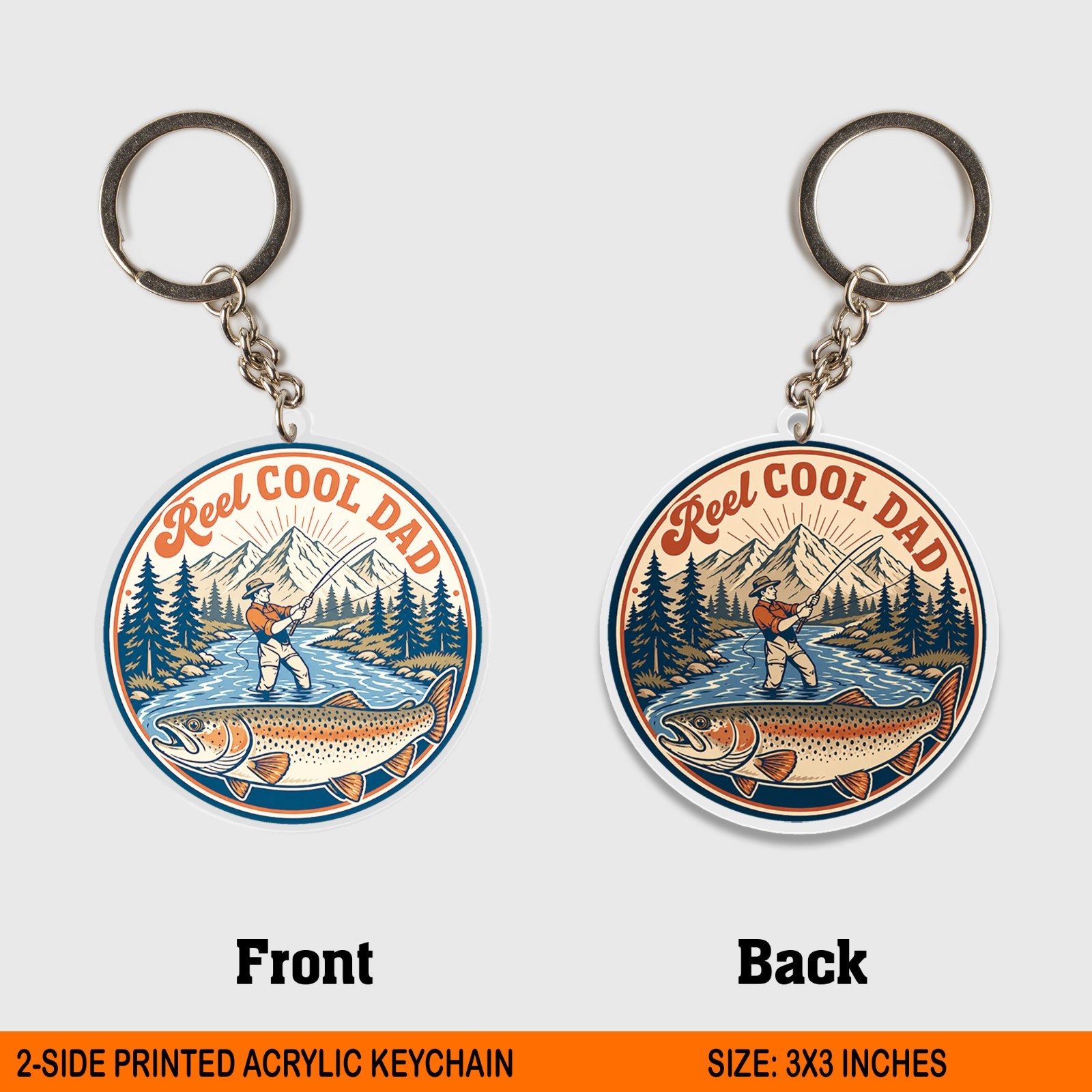 Reel Cool Dad Acrylic Keychain, Fishing Father’s Day Gift
