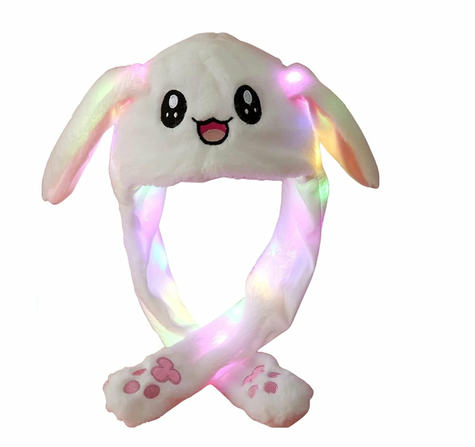 Bunny Hat Light Up Cute Plush Rabbit Hat Moving Ears with LED Light Gift US
