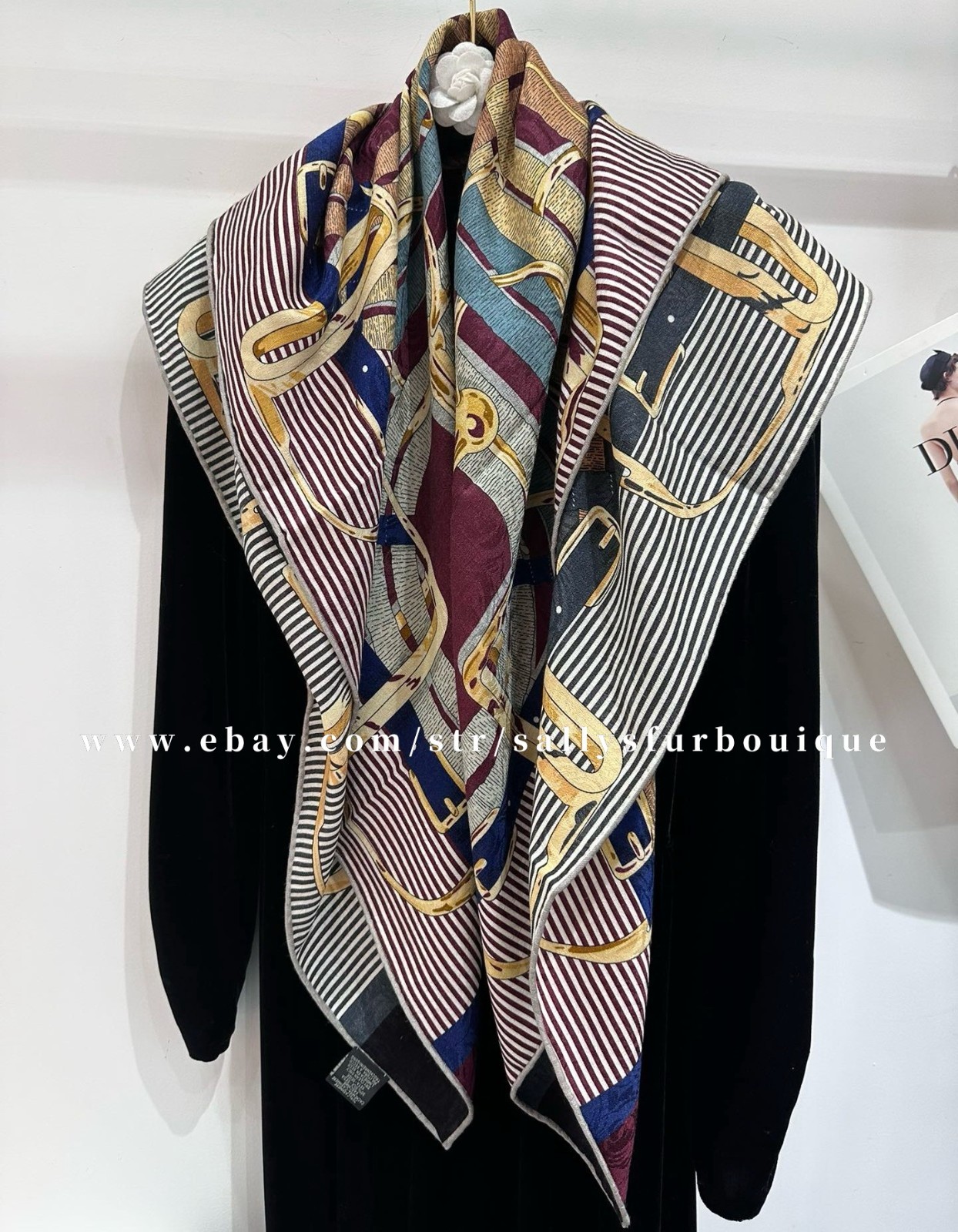70% Cashmere 30% Silk Jacquard Wrap Scarf Belts Print 2 Face Shawl 43″