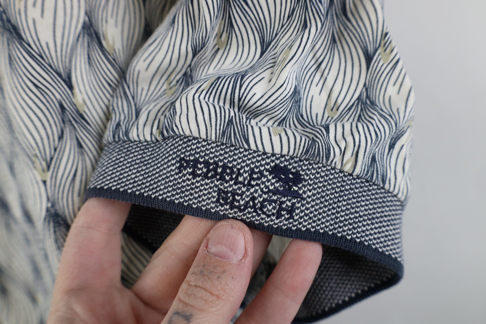 Vtg 90s Pebble Beach Mens Medium Faded Geometric Skunk Golf Polo Shirt Cotton