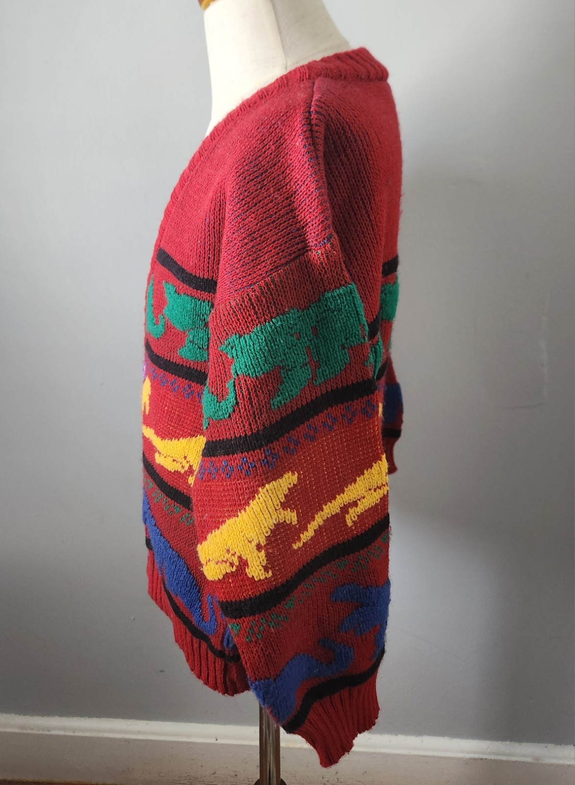WAY COOL Kids Dinosaur Long Sleeve Knit Cardigan Multi Dino Buttons Size L (7)