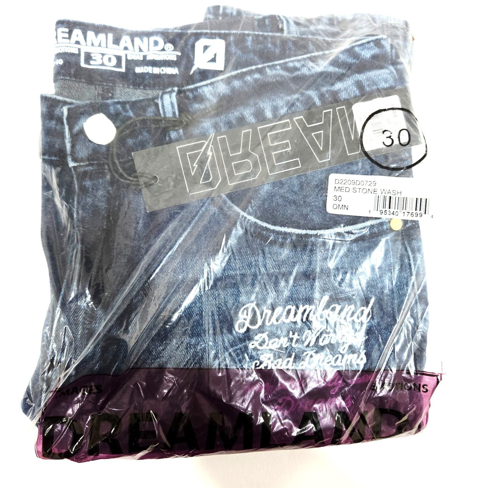 Dreamland Premium Men’s Jeans Blue Design Patch Distressed Skinny Fit Denim Jean