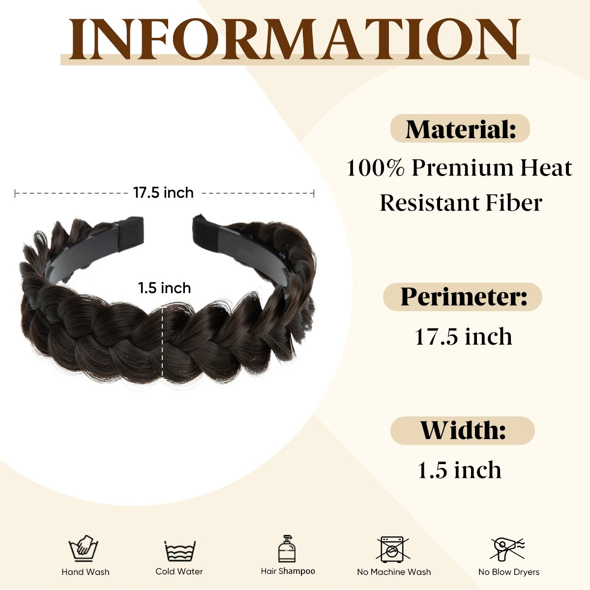 Headband Synthetic Hair Plaited Headband Braid Braided & Teeth Hair Band Beauty