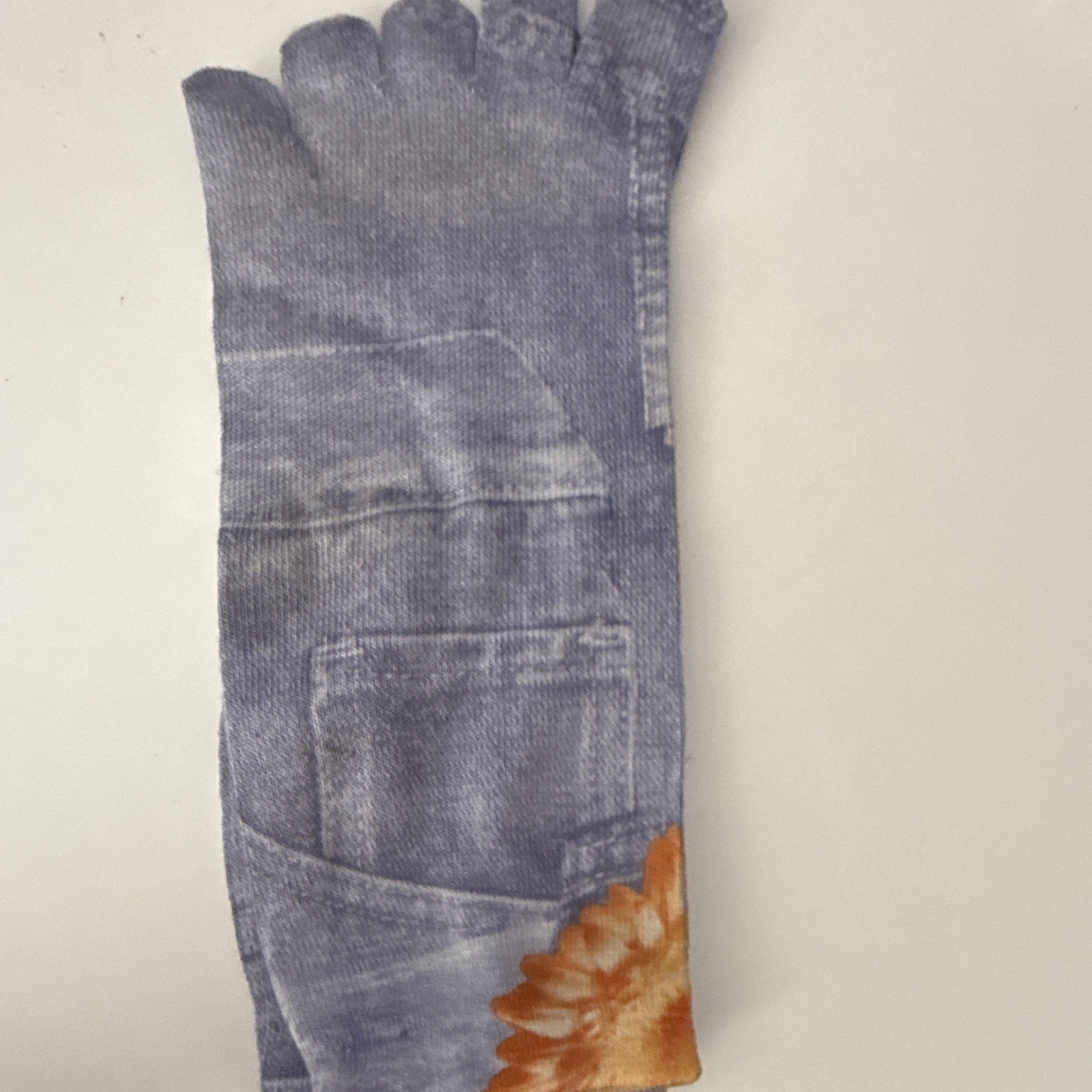 Women’s Blue/Orange Floral Knit Polyester Wrist Gloves, One Size