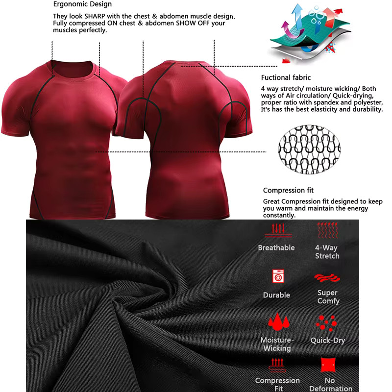 Men Compression T-Shirt Summer Sports Running Quick Dry Fitness Tee Gym Top Gift
