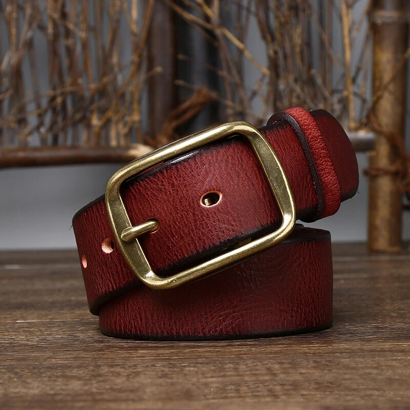 3.8CM Thick Cowhide Genuine Leather Belt Jeans Belt for Men Retro Strap Cintos