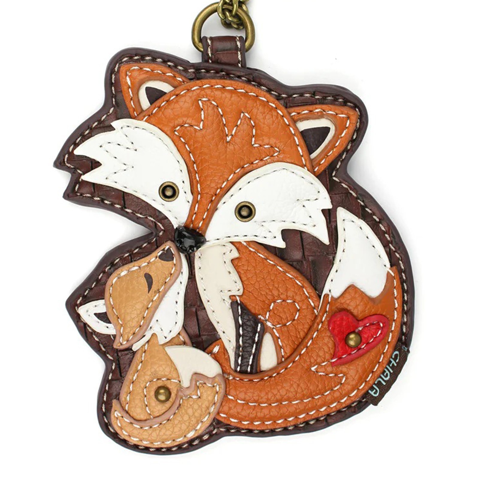 Chala FOX FAMILY Key Fob / Coin Purse Keychain, Purse Charm 5 x 5 x 0.3″ NWT