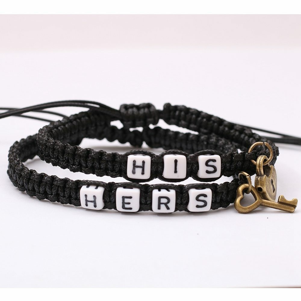 Couple Bracelet Lock Core Key Pendant Woven Hanging Rope Bracelet Jewelry Gift