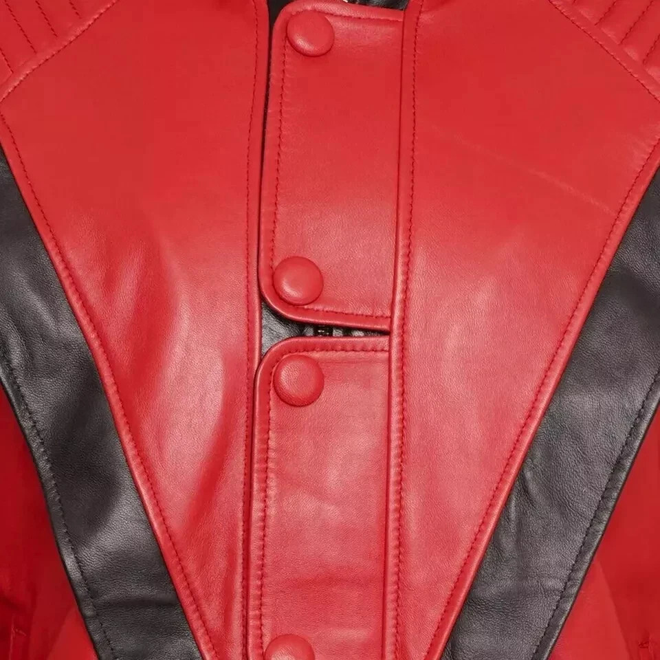 Michael Jackson Thriller Mens Real Red Leather Jacket