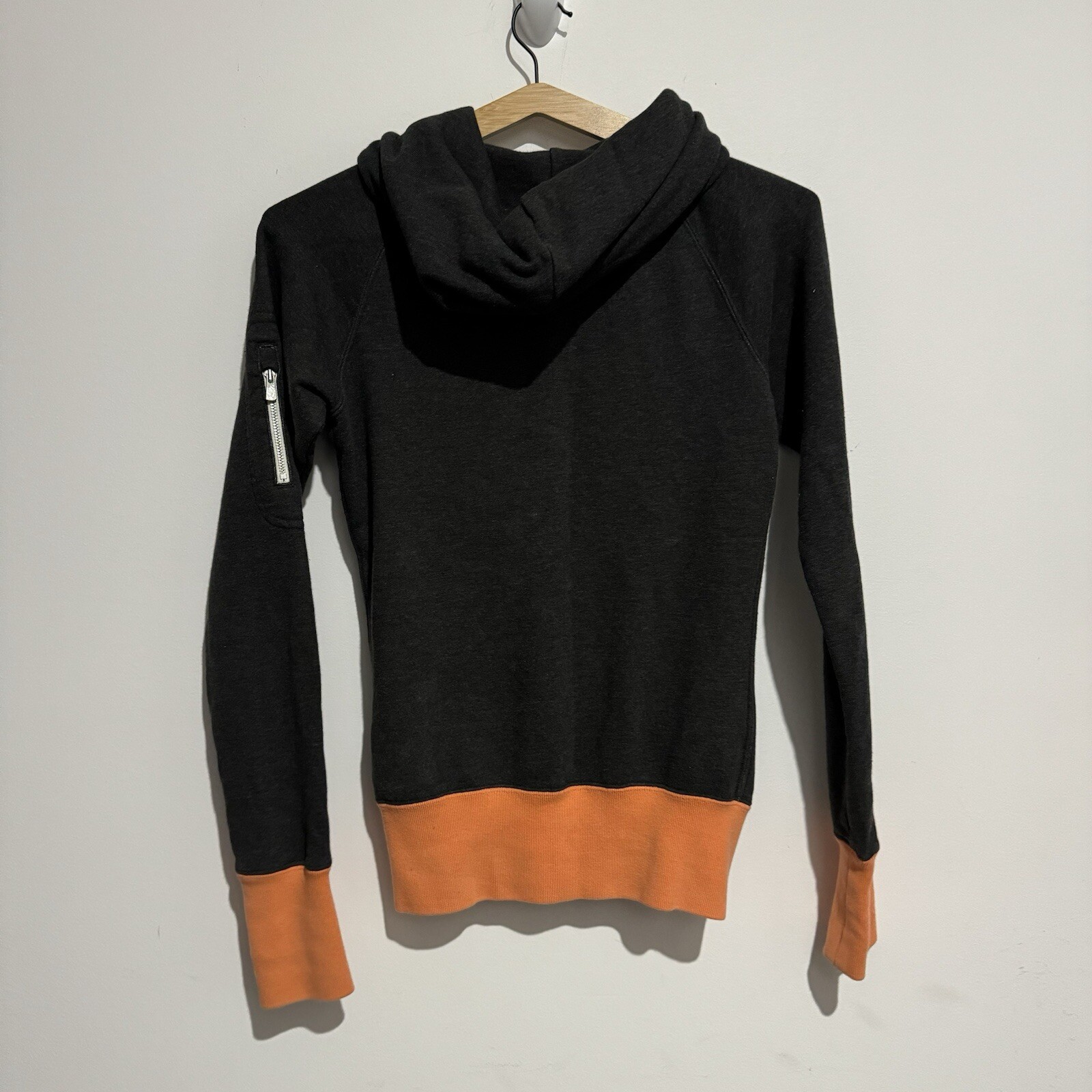 Nike Womens Charcoal Grey Orange Full Zip Hooded Jacket Size XS Fleece Active