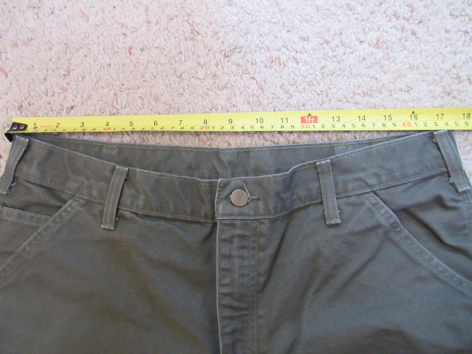 Carhartt Men’s Dungaree Fit Carpenter Pants Size 36×32 B11 MOS Green – EUC!