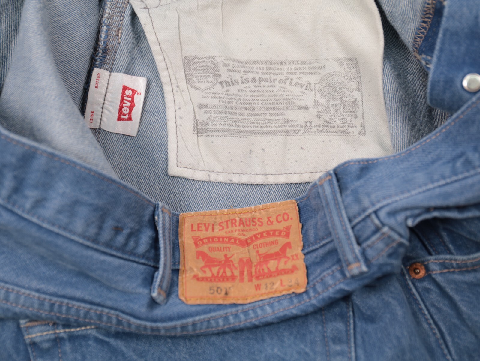 Levi’s 5 Jeans Size 42/34 Shrink To Fit 40/31 STF Vintage 005011404 1404 Indie