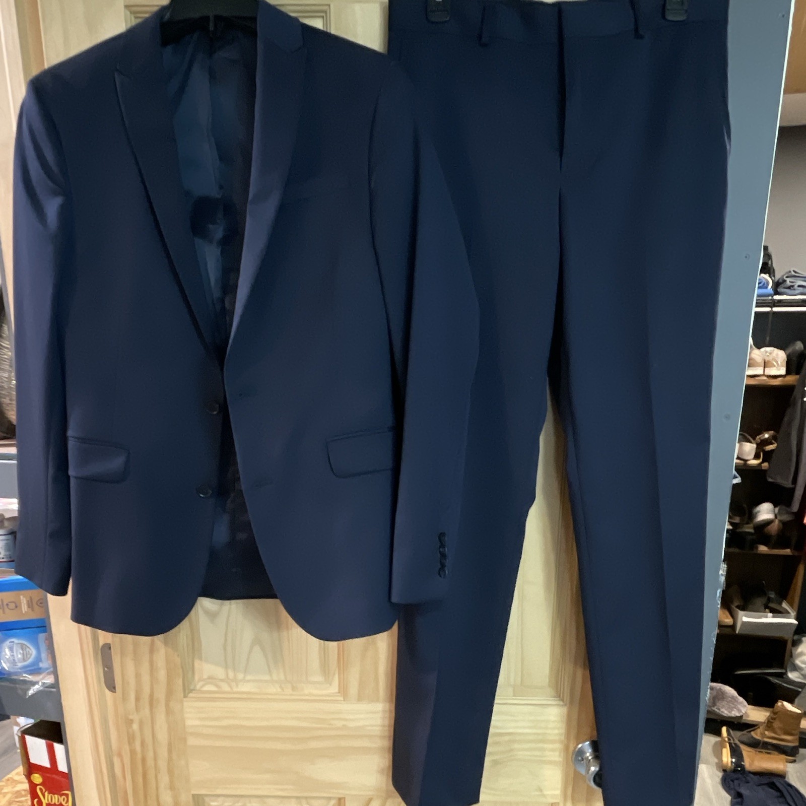 J.Ferrar Ultra Comfort Slim Fit Stretch 2-Piece Navy Suit 38R 32×30
