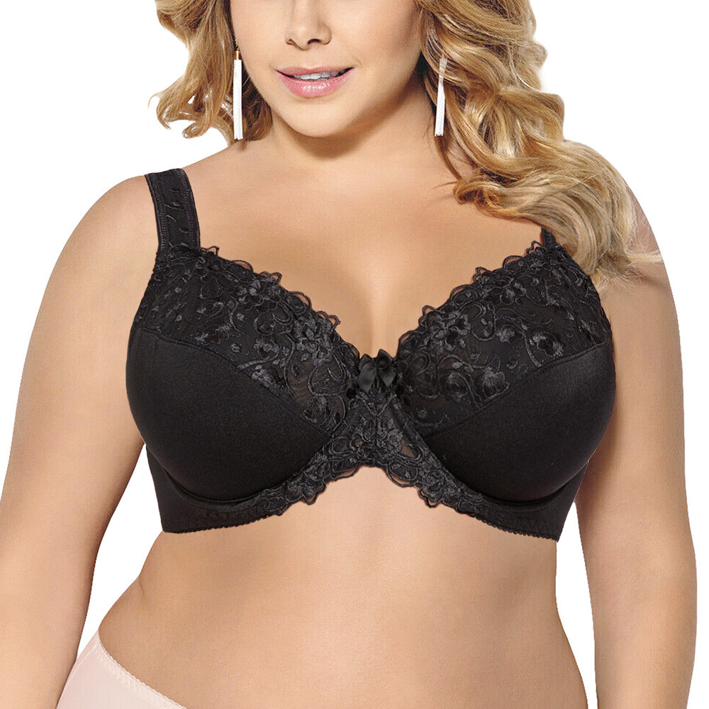 Women’s Sexy Lace Embroidered Bras Full Coverage Unlined Underwire Plus Size Bra
