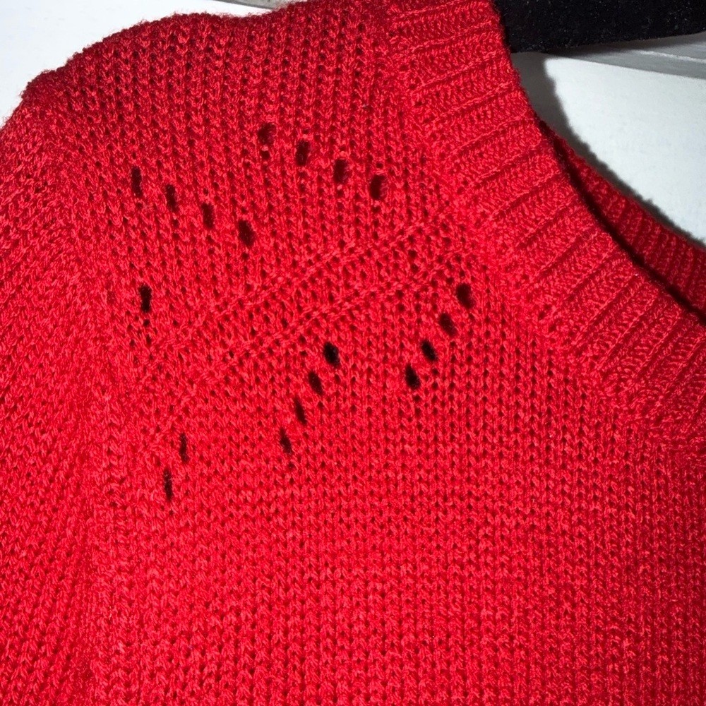 Lane Bryant Red Peplum Sweater 14/16 Acrylic Knit Long Sleeve
