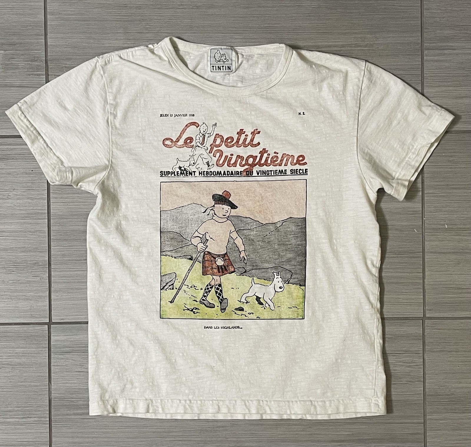 The Adventures of Tintin T Shirt Milou Snowy Dog Graphic Kilt Adult Small/Medium