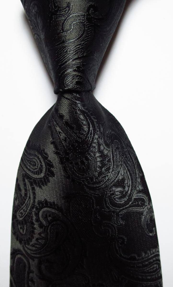 New Classic Paisley Black JACQUARD WOVEN 100% Silk Men’s Tie Necktie