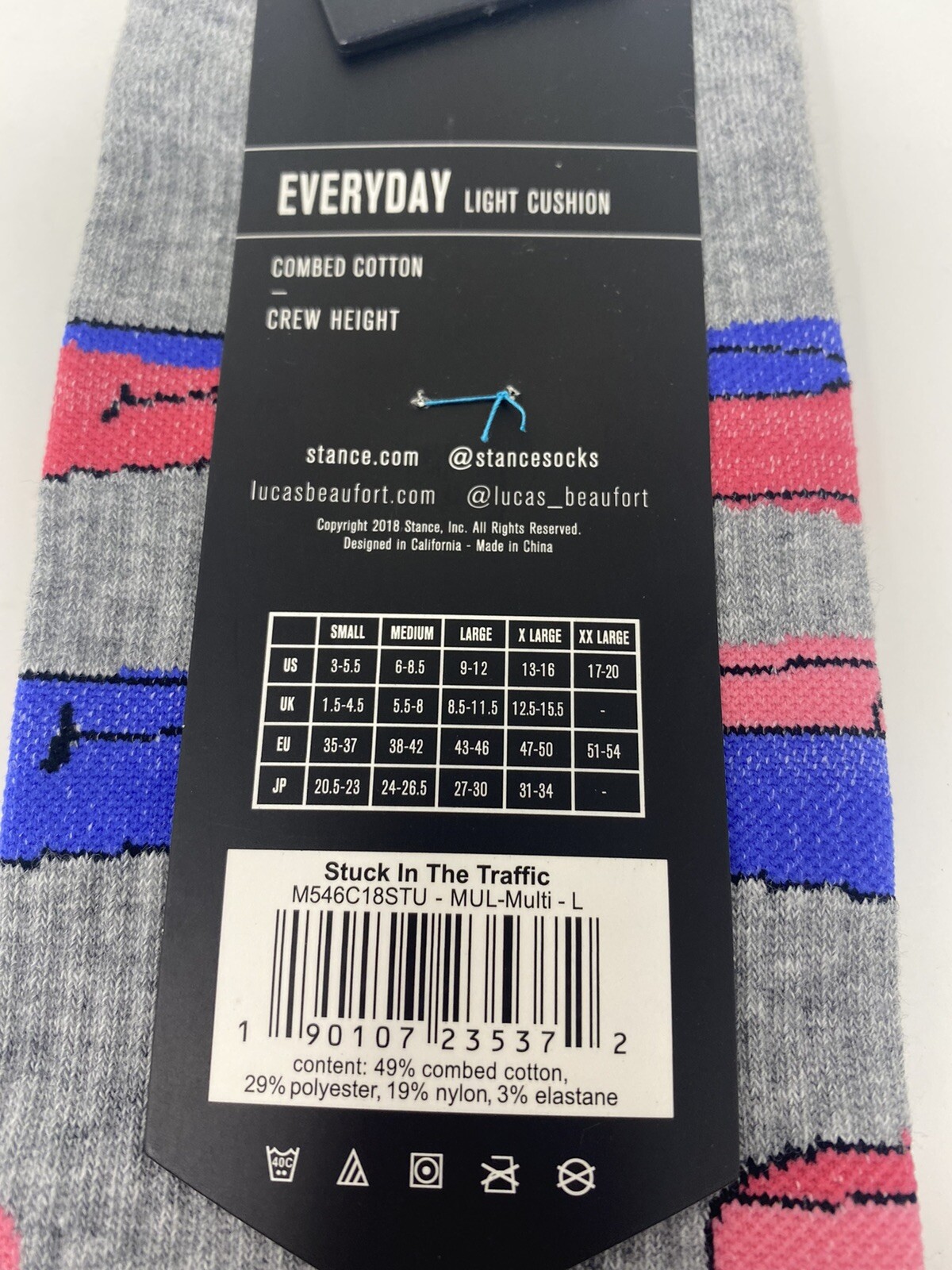 Stance ‘Stuck In The Traffic’ Lucas Beaufort Socks – Size Large (9-12) – NEW !