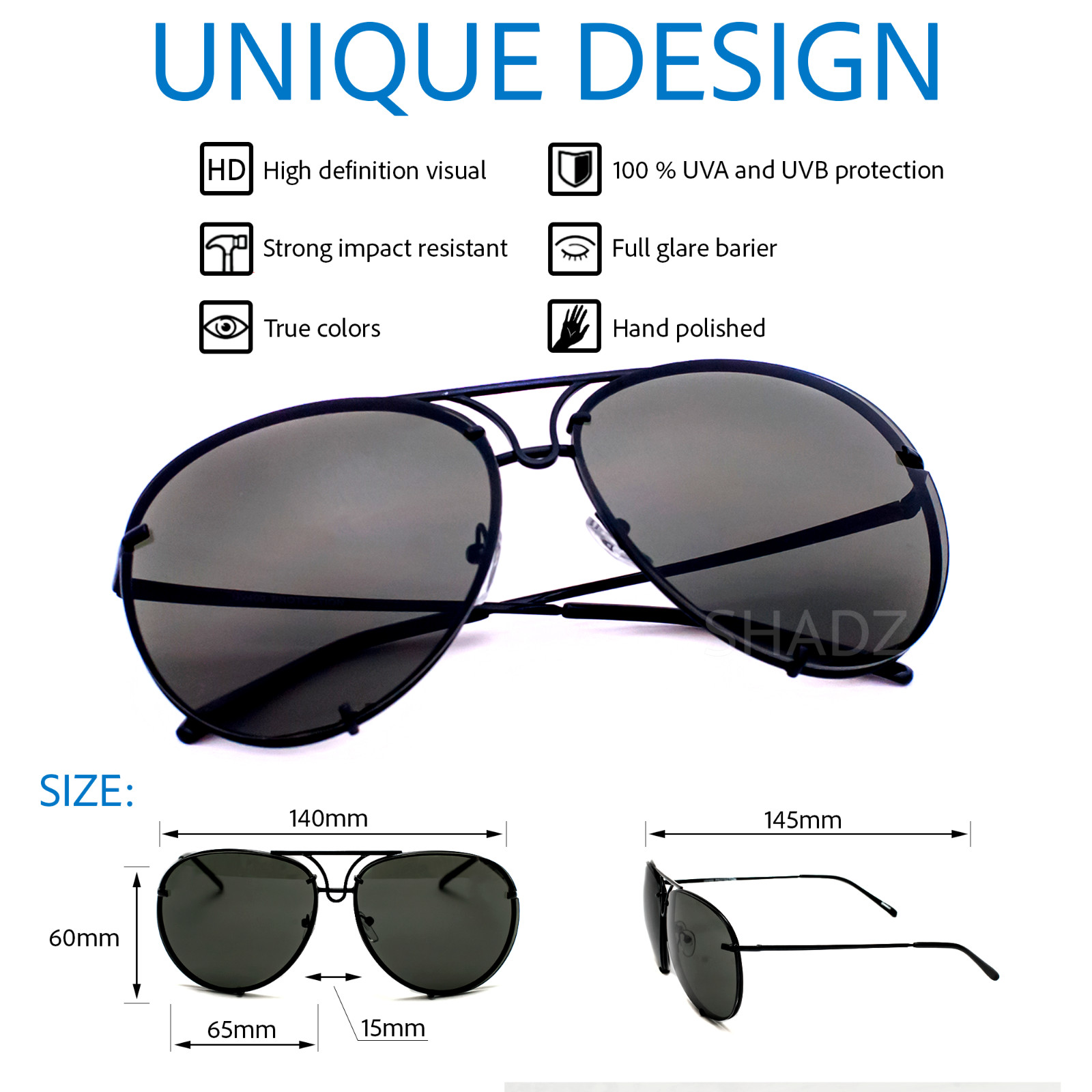 XL “Posche” OVERSIZED Women Sunglasses Shadz GAFAS TWIRL Fashion girls UV400