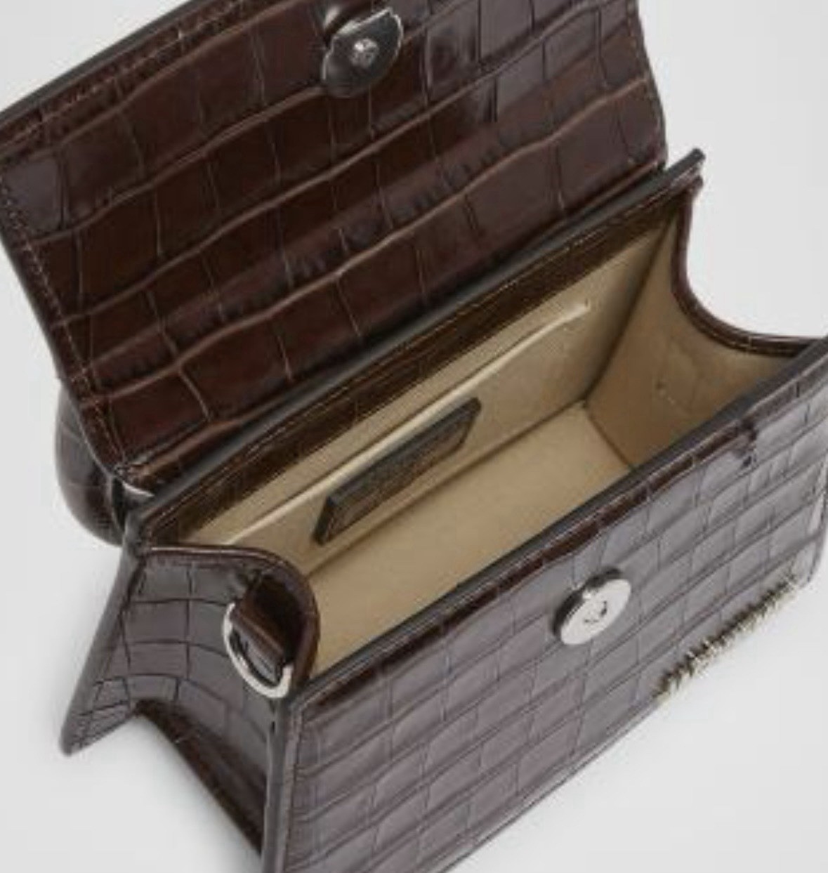 Jacquemus Le Chiquito Moyen Croc Embossed Leather Top Handle Bag. Original $1050