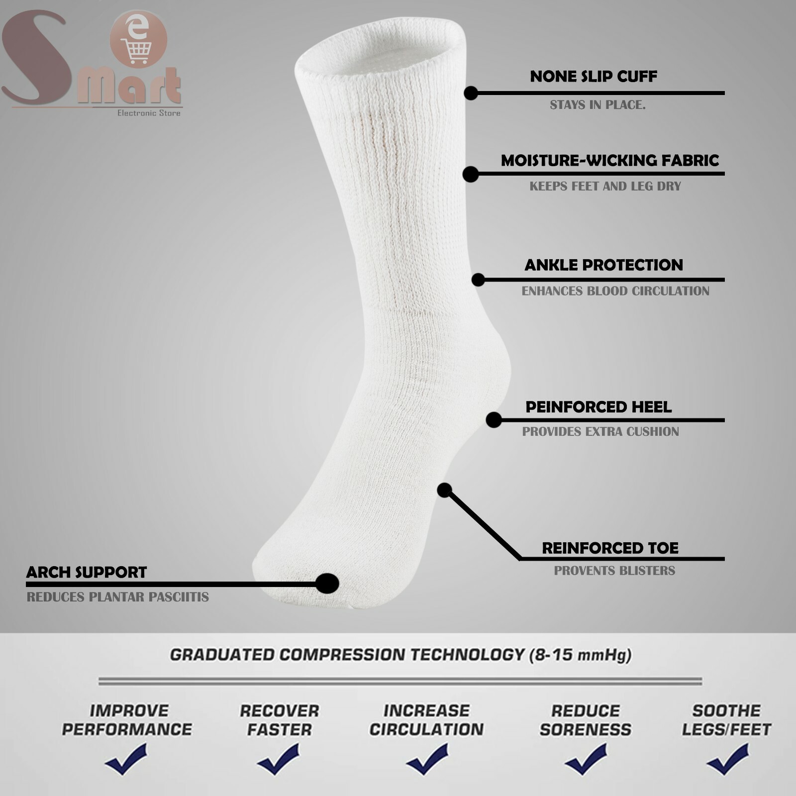 3 6 12 Pairs Mens Womens Heath Diabetic Crew Circulatory Socks 9-11 10-13 13-15