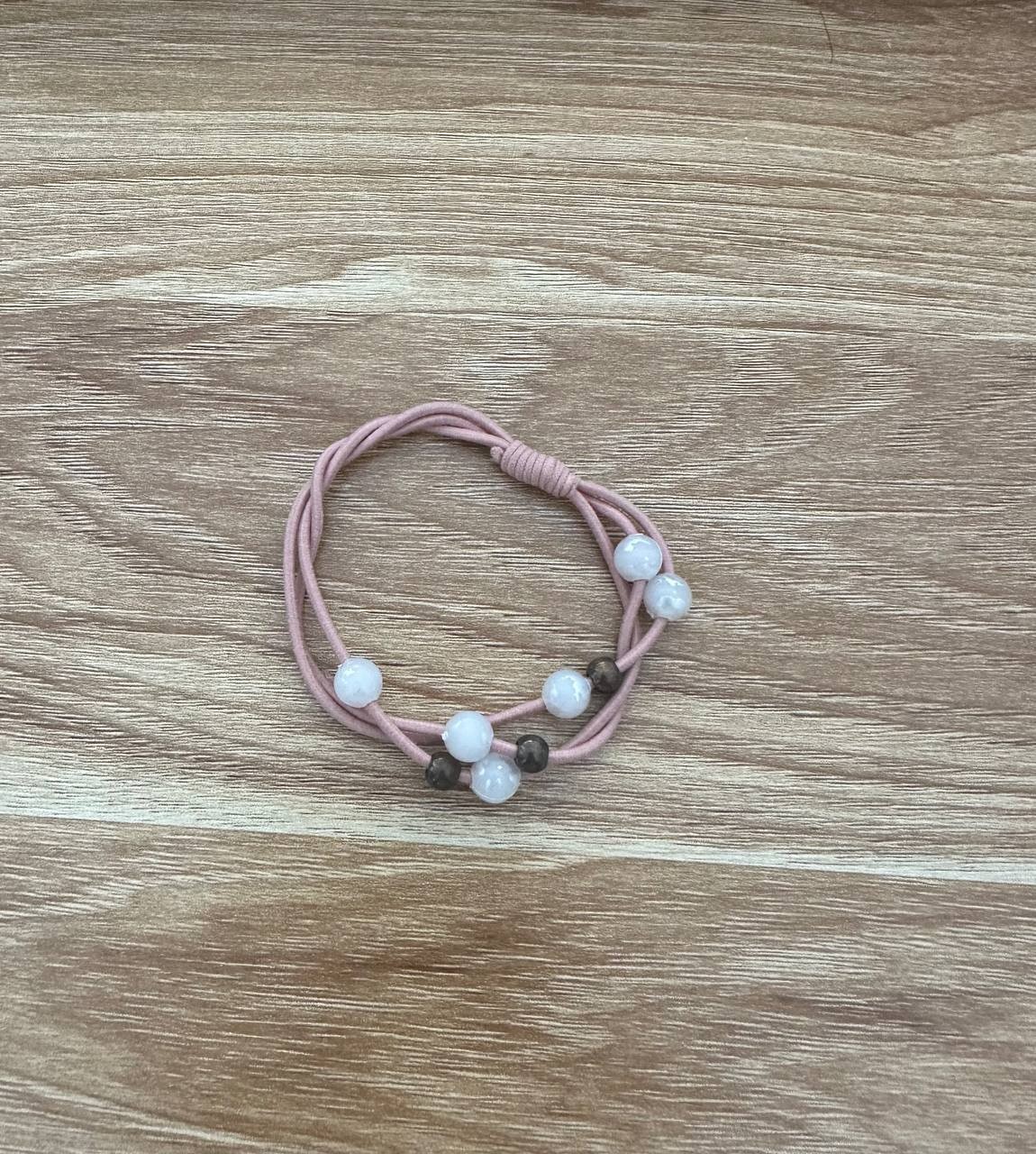 Cute Elastic Hair Bands Ponytail Holder Pink Scrunchies With Beads