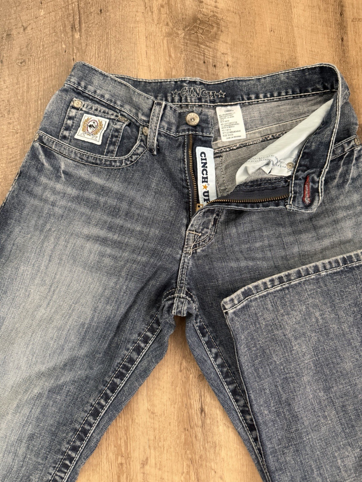 Cinch Men’s Slim Fit Blue Medium Wash Stretch Denim Jeans Low Rise 5-Pocket