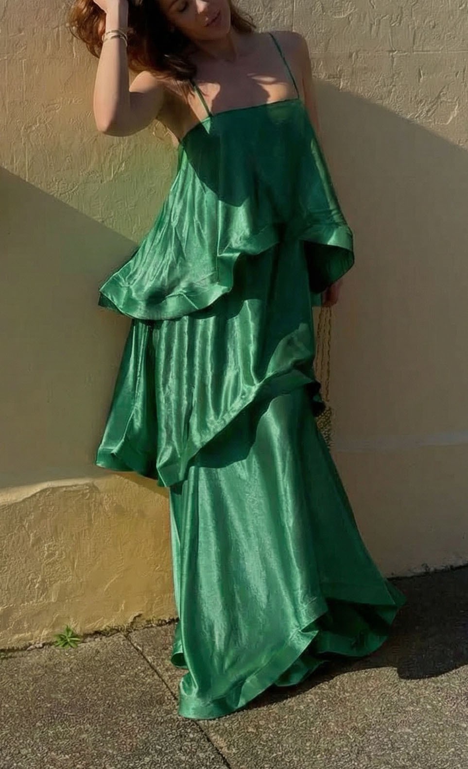 NEW Satin Wide-leg Strap Multi-layered Holiday Dress Sizes S-XL