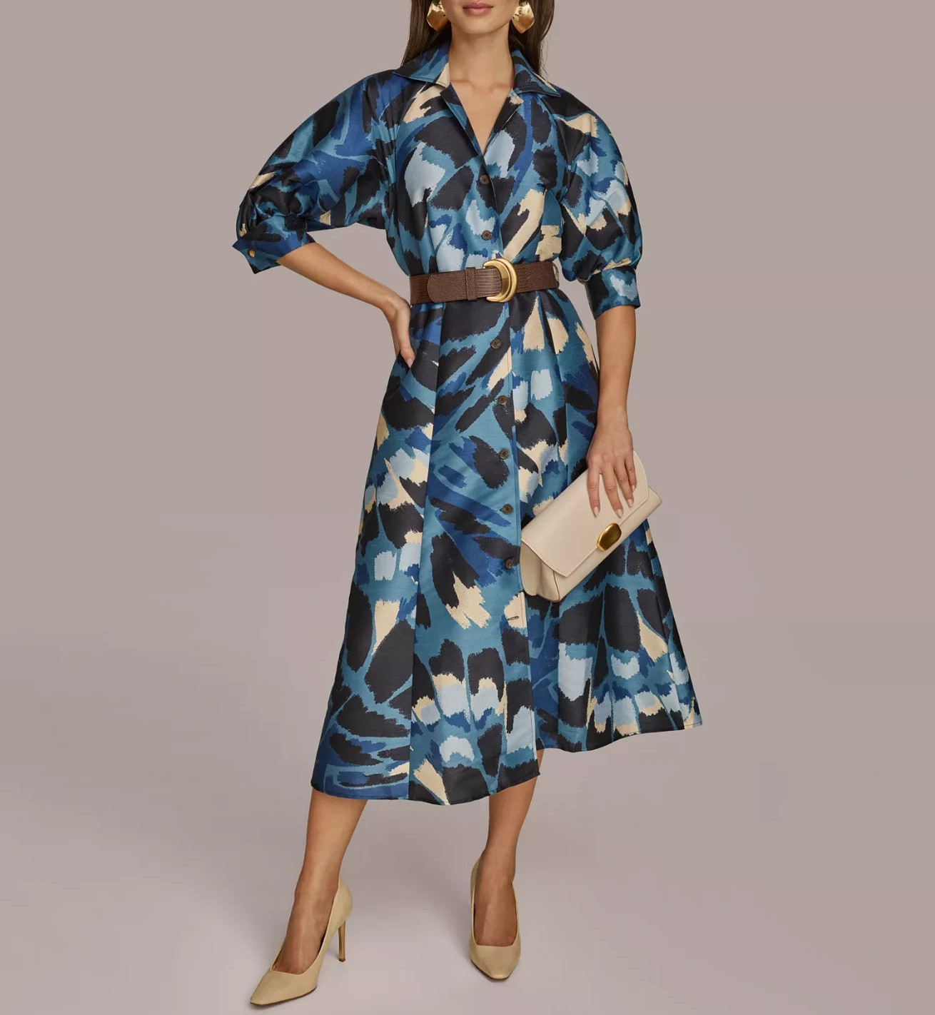 Donna Karan New York Women’s Printed A-Line Midi Shirtdress MSRP $199