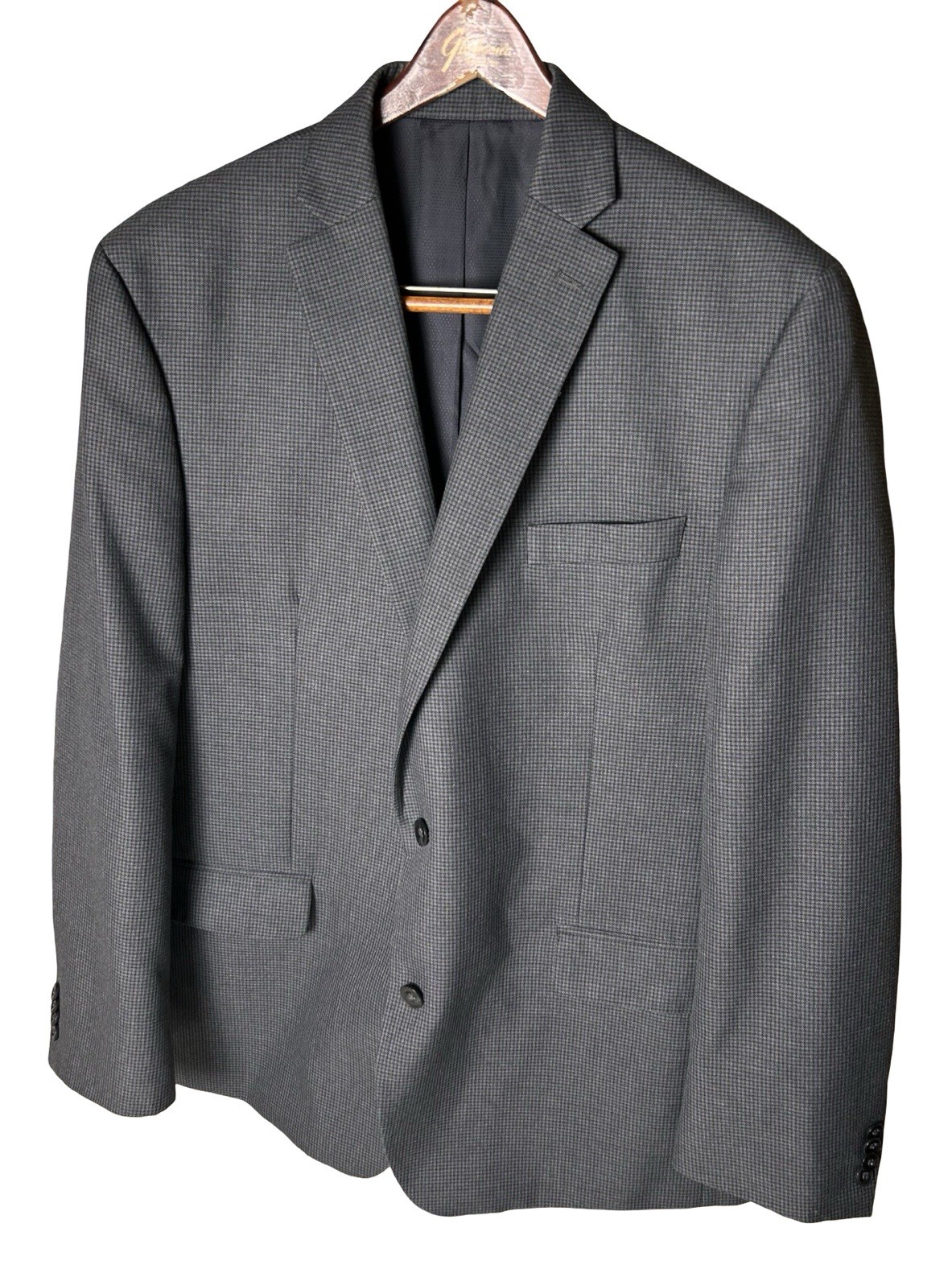 Michael Kors Plaid Blazer Sportcoat Suit Jacket Men Sz 46L Gray Two Button Front