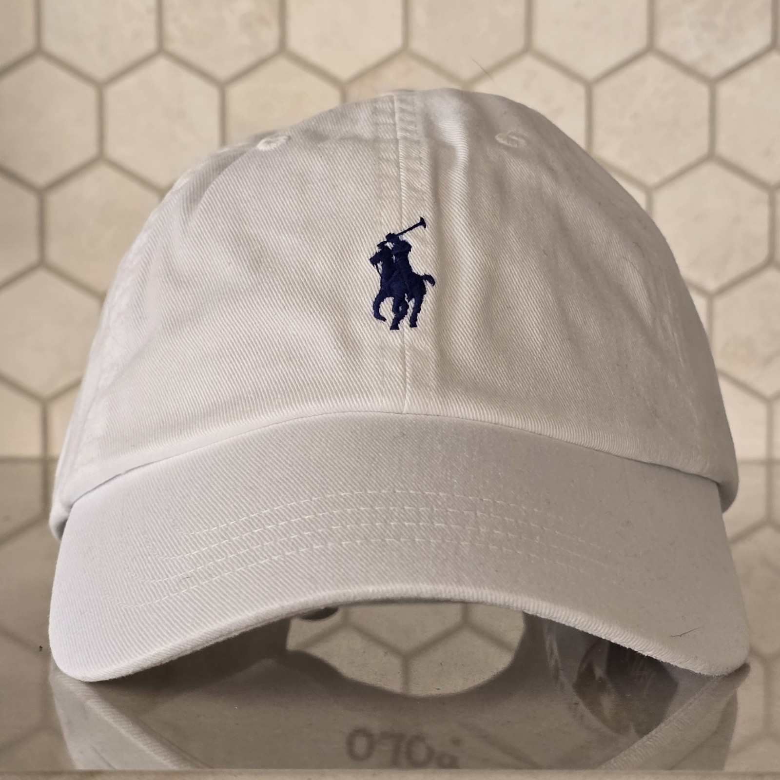 Polo Ralph Lauren Men’s One Size Cotton Chino Adjustable Ball Cap White Blue