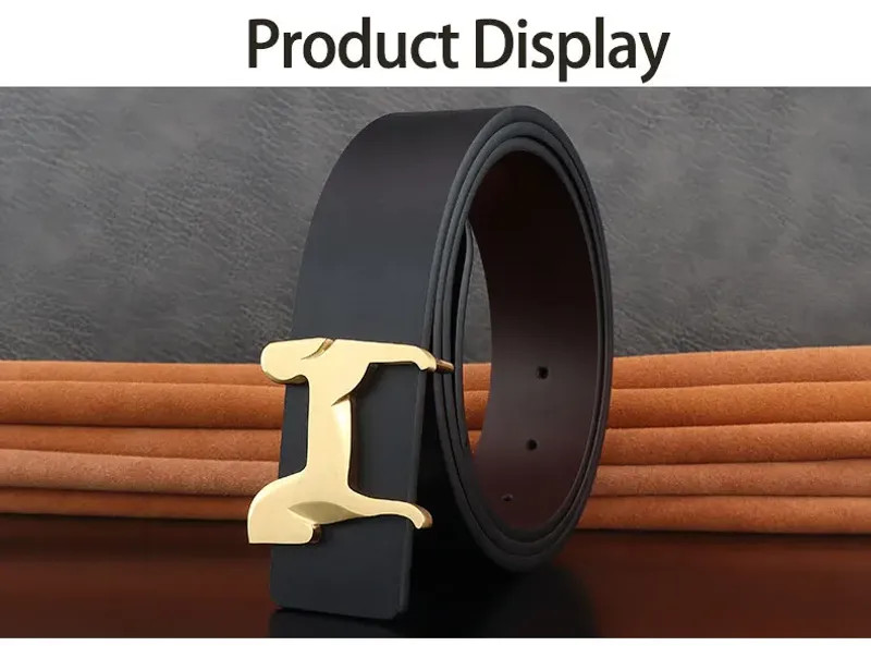 Grade Stainless steel horse 3.8cm wide slide buckle men belts High genuine.