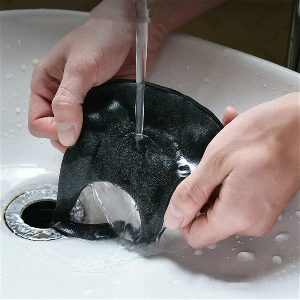 (2ea) RESPIRATOR FILTER FASHION FACE BLACK MASK WASHABLE & REUSABLE