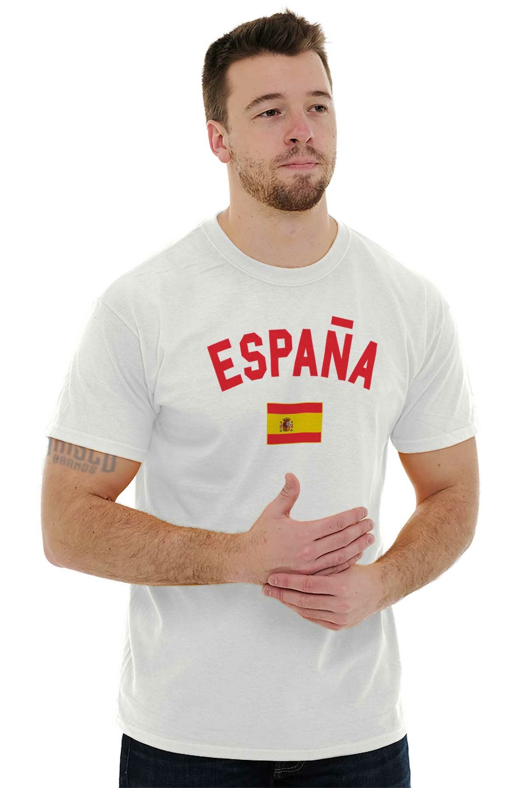 Espana Country Flag Nation Pride Spain Soccer Adult Short Sleeve Crewneck Tee