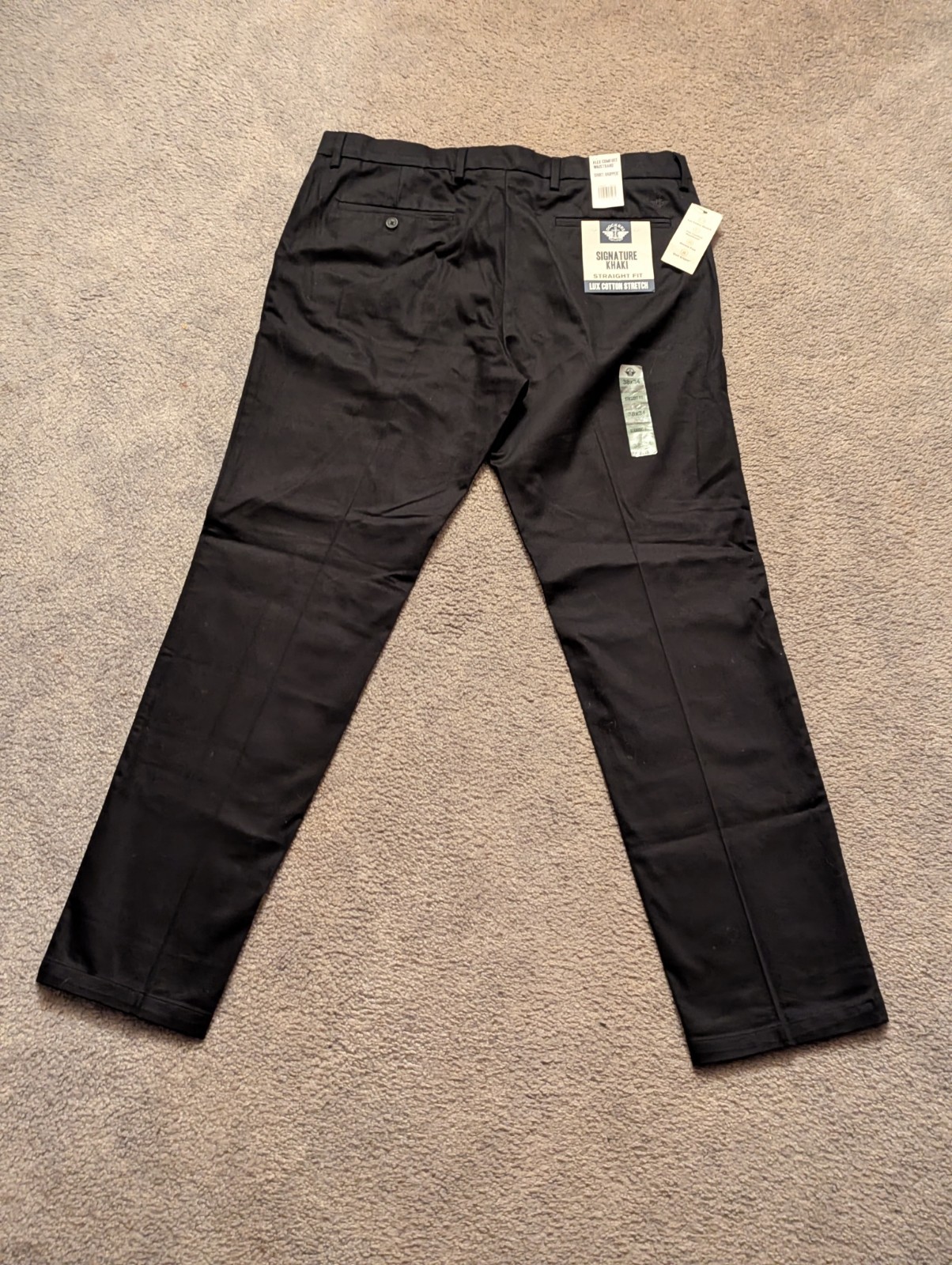Dockers Men 38X34 Signature Straight Fit Lux Cotton Stretch Comfort Black Khakis