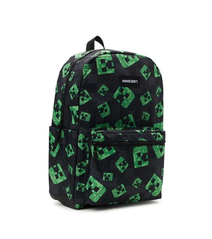 Minecraft Creeper – School Backpack Book Bag 17″ Green Black Kids Backpack New!